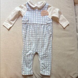 Blue and White Checkered Kids One Piece